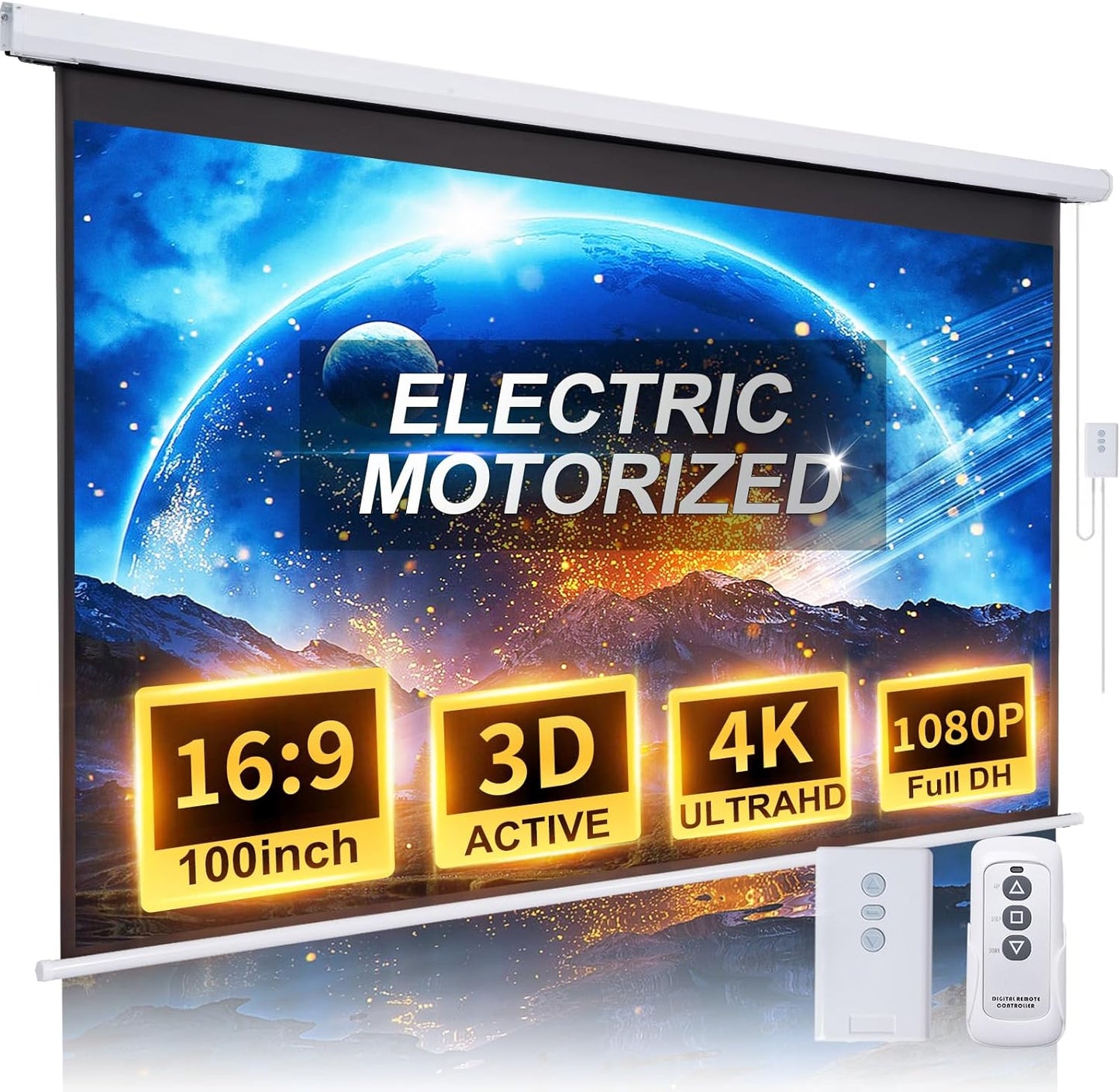 Motorized Projector Screen 100 Inch for Indoor and Outdoor Use