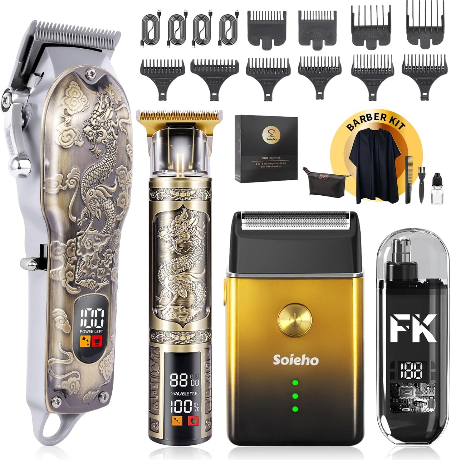 Professional Hair Clipper Set for Men with T-Shaped Trimmer