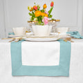 Solino Home Linen Table Runner 14 x 60 in Aqua Blue and White