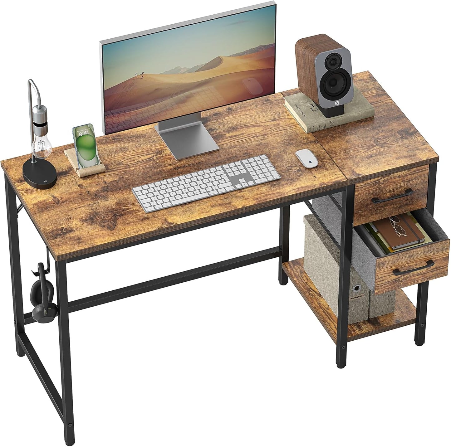 CubiCubi Computer Desk with 2 Drawers for Home Office