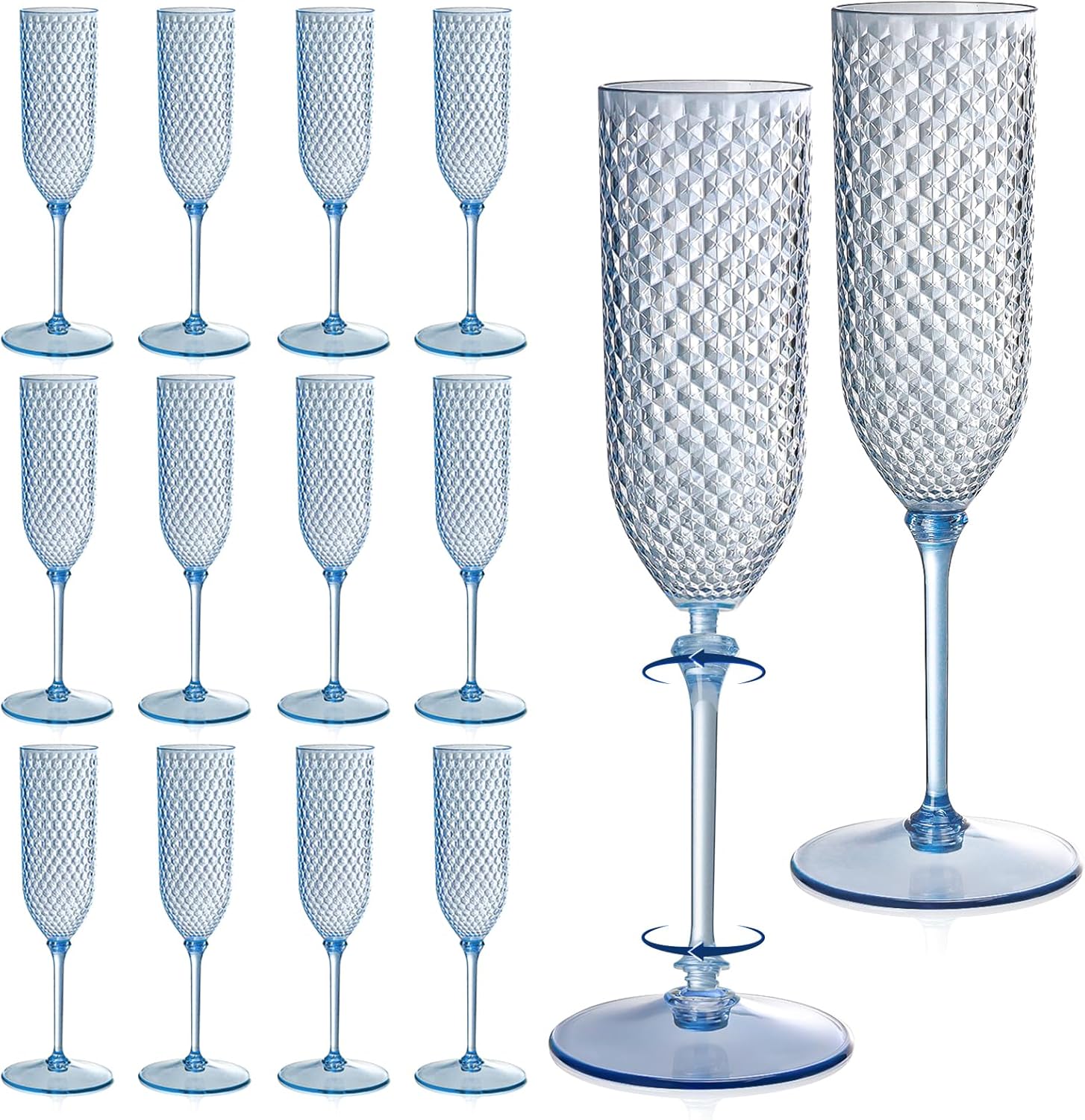 24 Pack Pink Detachable Champagne Flutes for Any Occasion