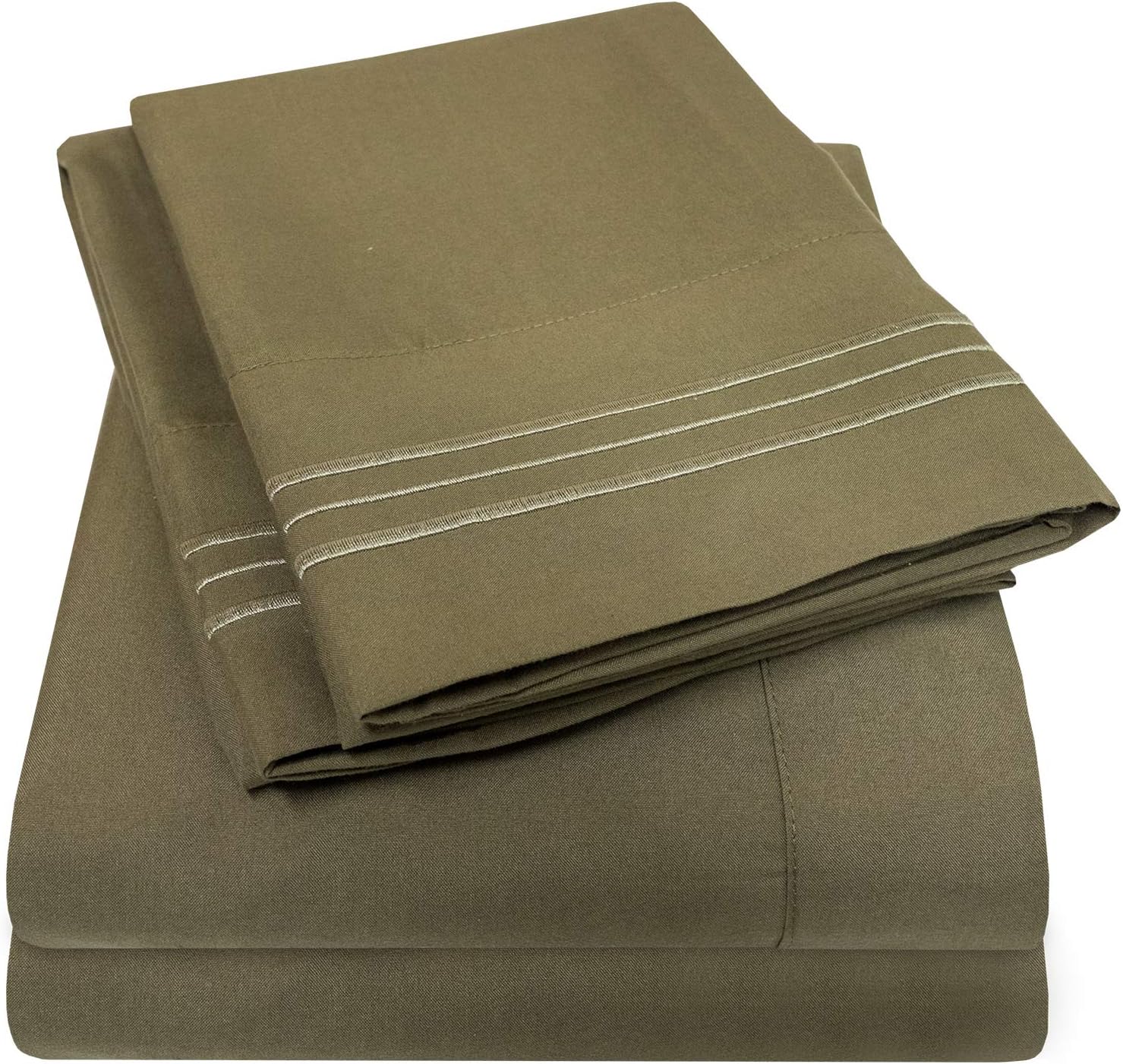 1500 Supreme Collection California King Sheet Sets in Olive Green