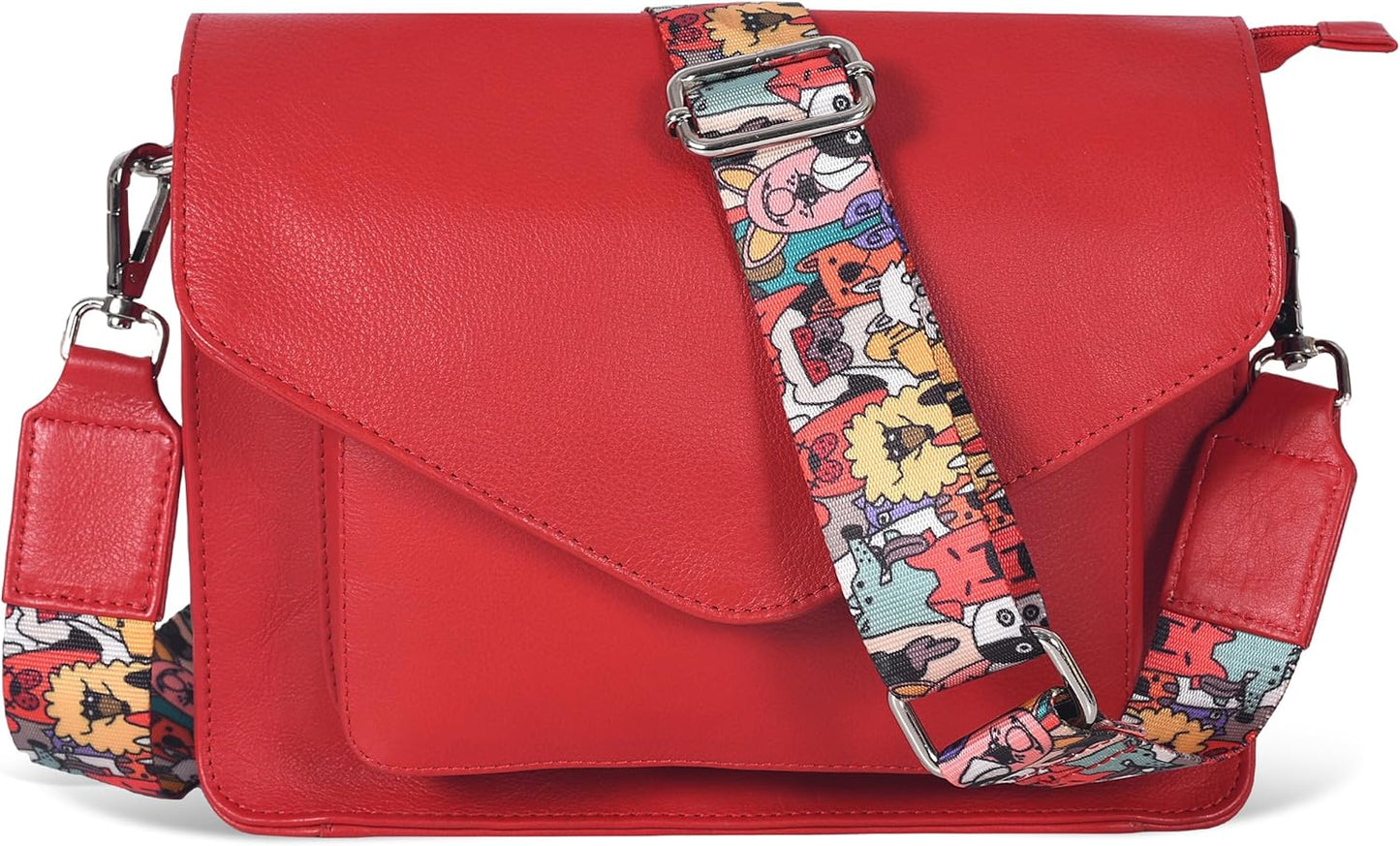 Leather Flapover Crossbody Handbag Purse for Women with Style
