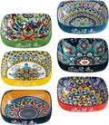 Ceramic Square Bowls 20 oz Set of 6 - Colorful Boho Appetizer Bowls