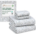 100% Organic Cotton Sheets Queen Size Percale Weave - Crisp, Deep