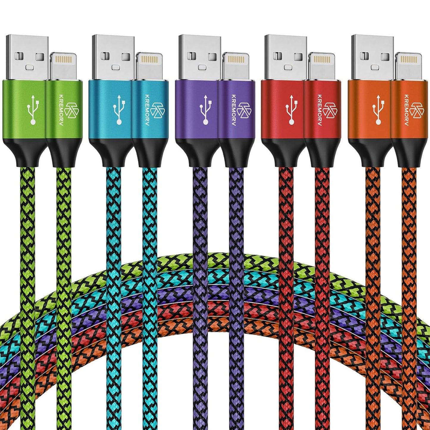 Fast Charge 10ft Lightning Cable 5 Pack - MFi Certified
