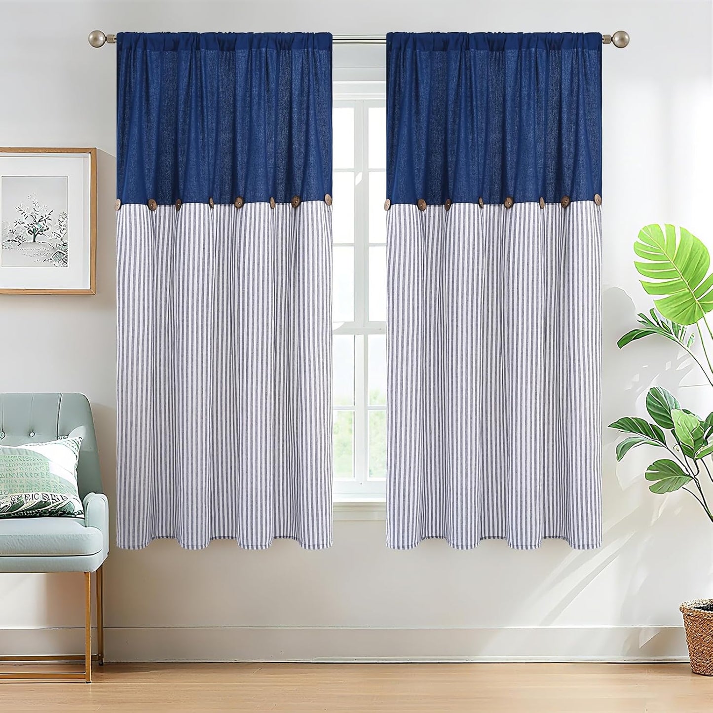 Boho Cotton Linen Farmhouse Curtains for Living Room Decor