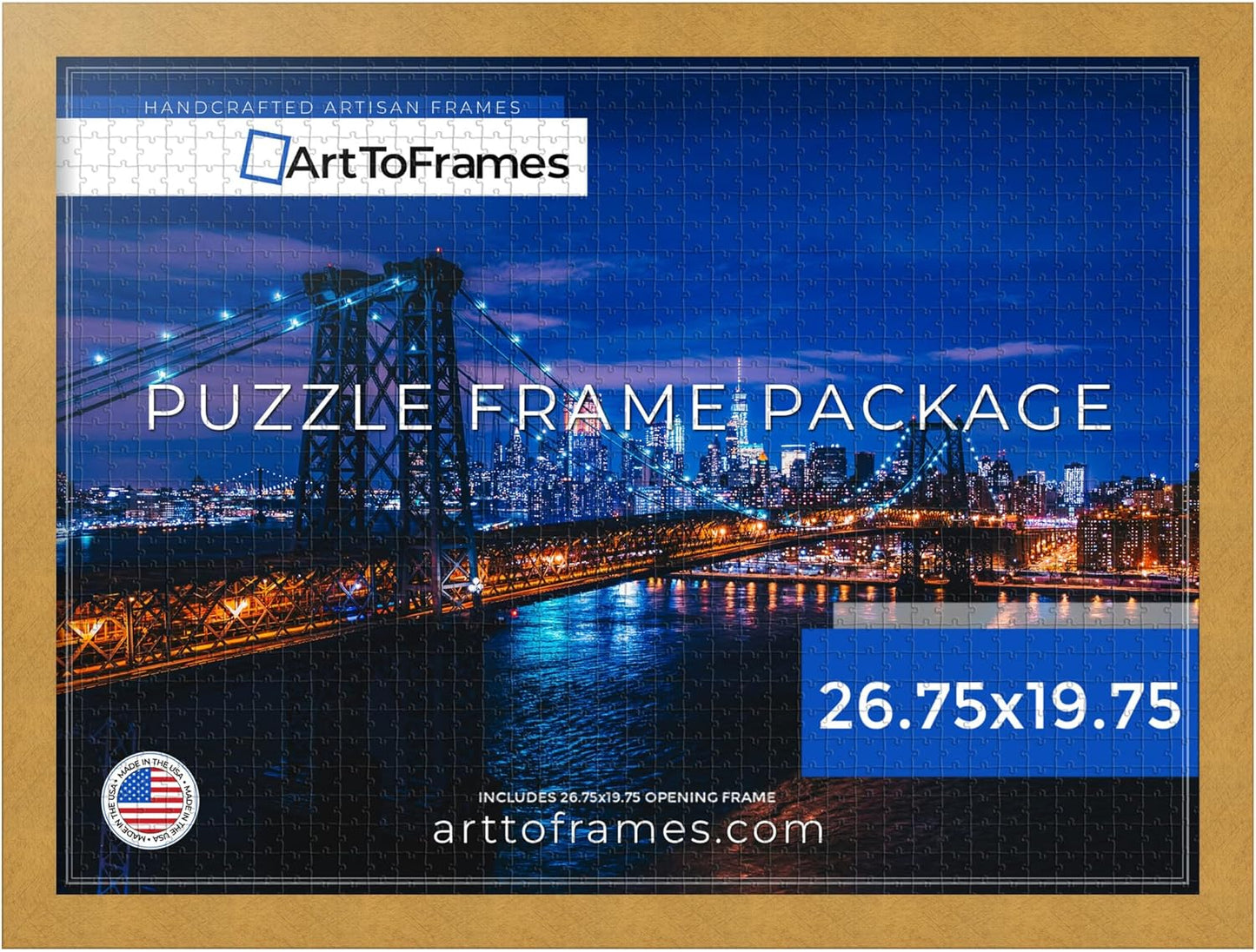 ArtToFrames 26.75x19.75 IN Gold Frame for 1000 Piece Puzzles