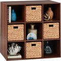 9-Cube Storage Organizer Bookcase - Customizable Walnut Display Shelf
