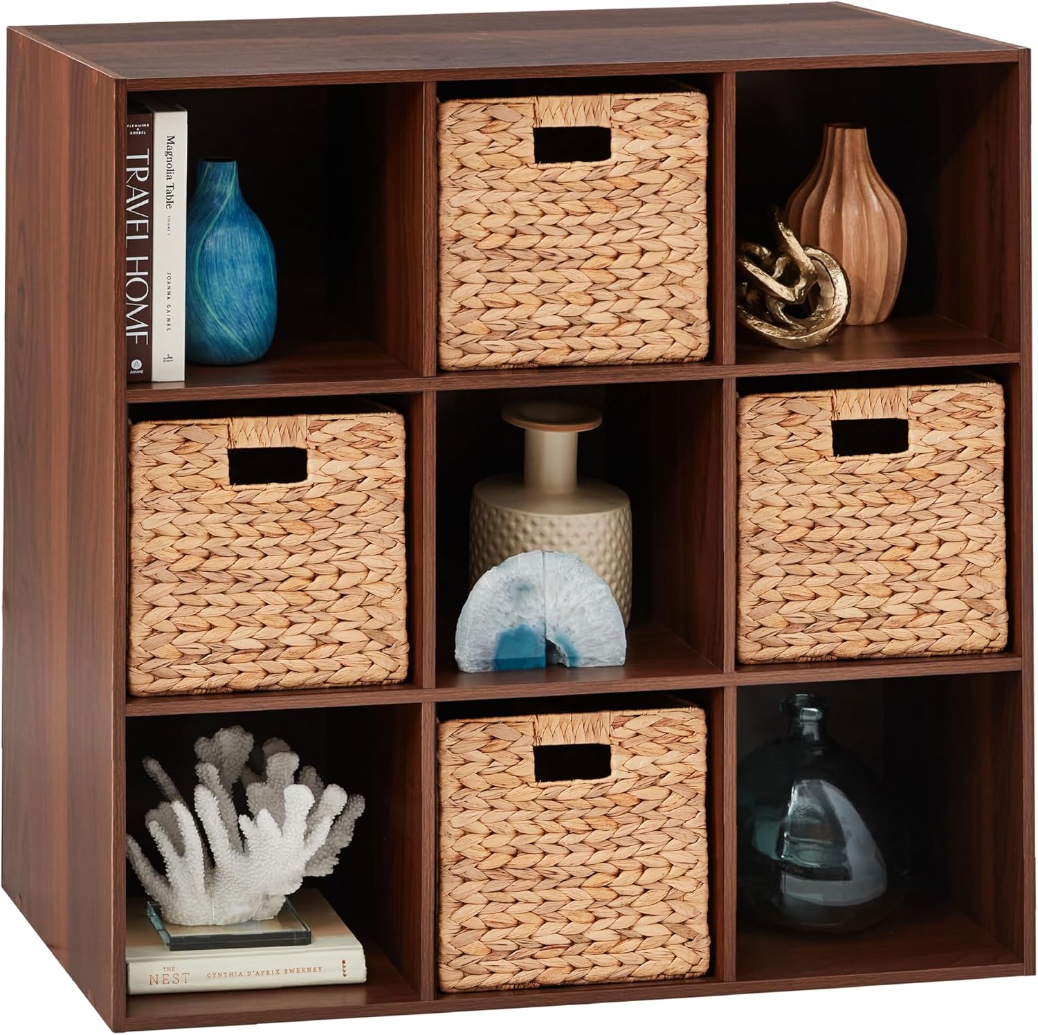 9-Cube Storage Organizer with Customizable Back Panels and Style