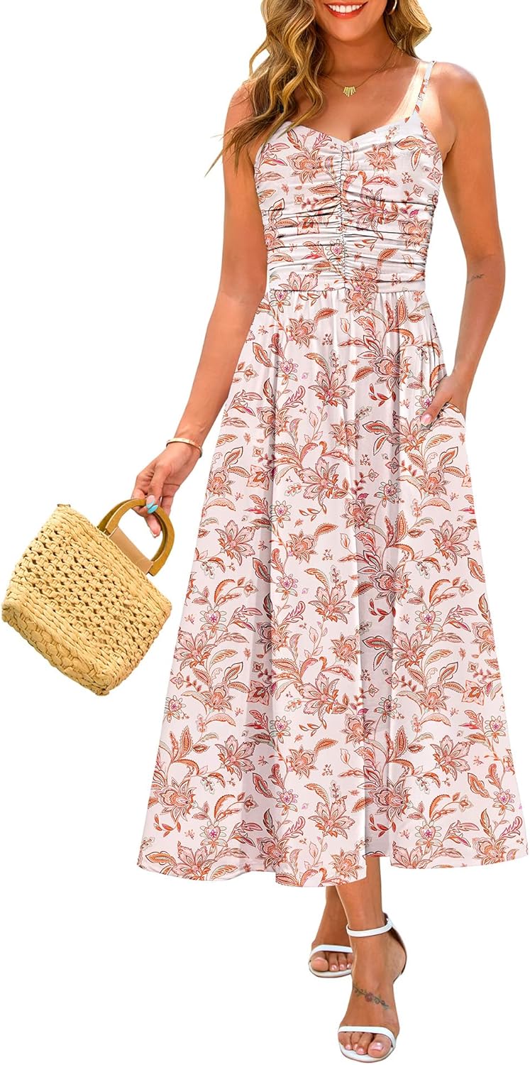 Annebouti Women 2025 Summer Floral Maxi Dress with Pockets