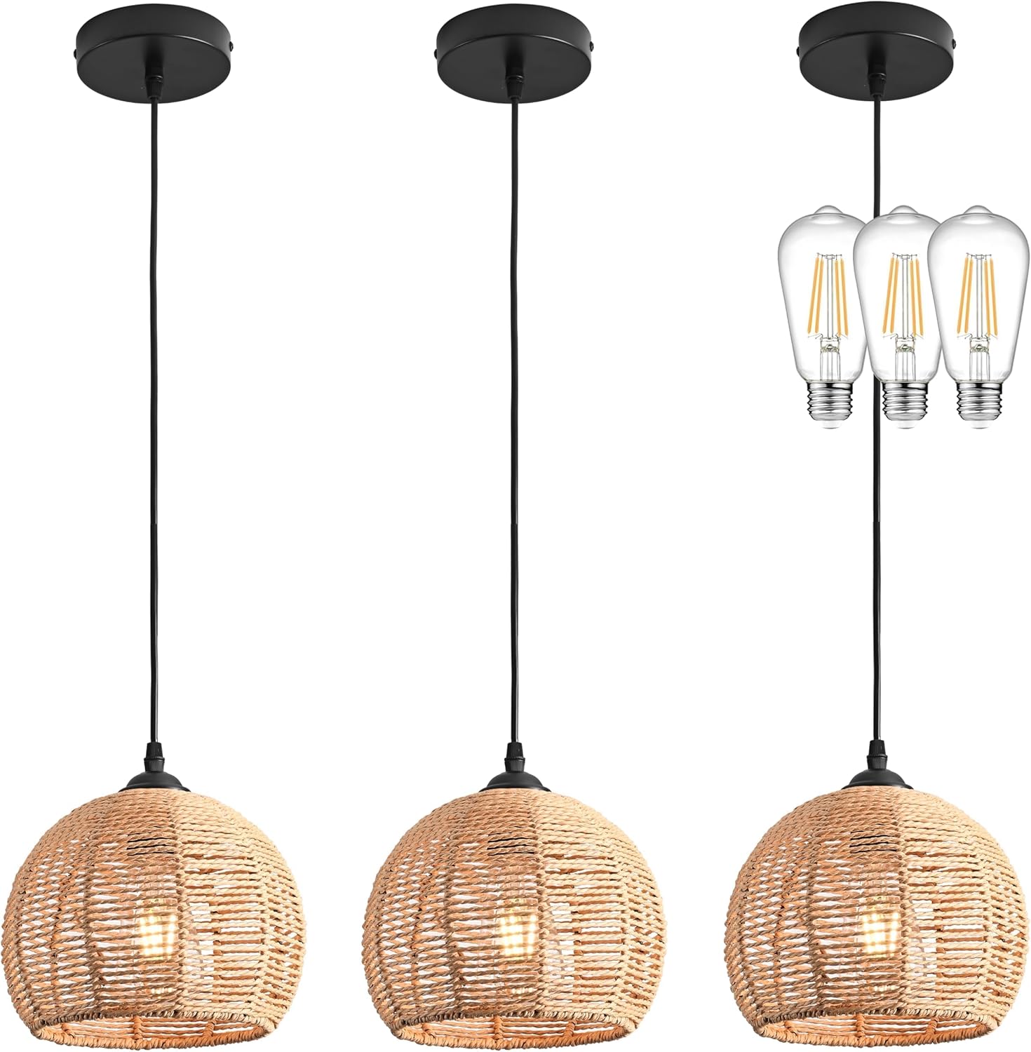 Natural Woven Pendant Light Fixture for Boho Style Homes