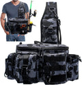Fishing Tackle Bag Sling Shoulder Backpack with Rod & Gear Holder