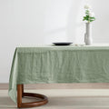 EVERLY 100% Pure Linen Rectangle Tablecloth 60x108 in - SaGa Green