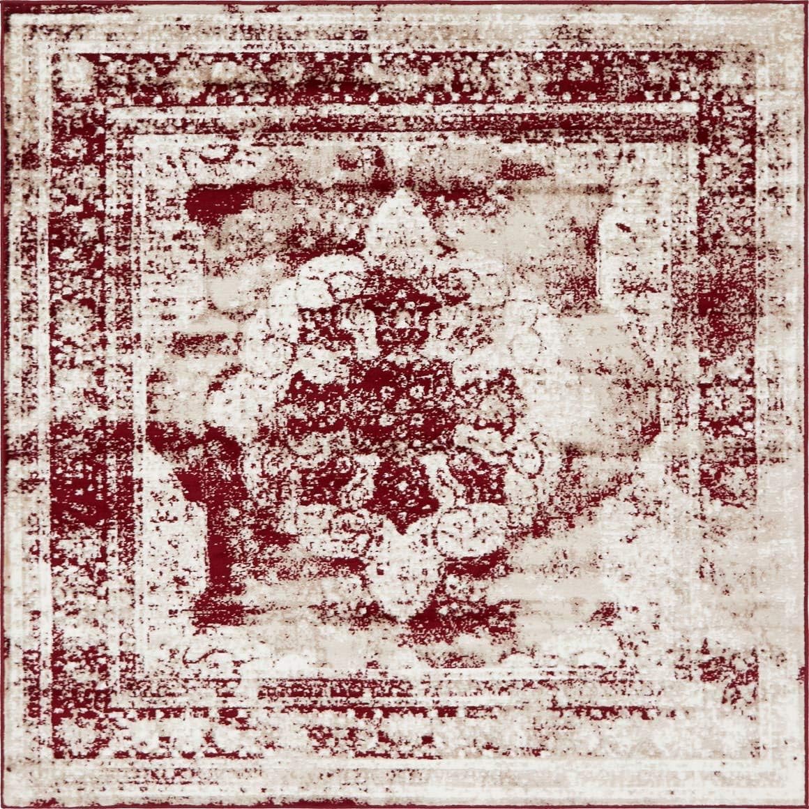Unique Loom Sofia Collection Area Rug - Burgundy/Ivory Square
