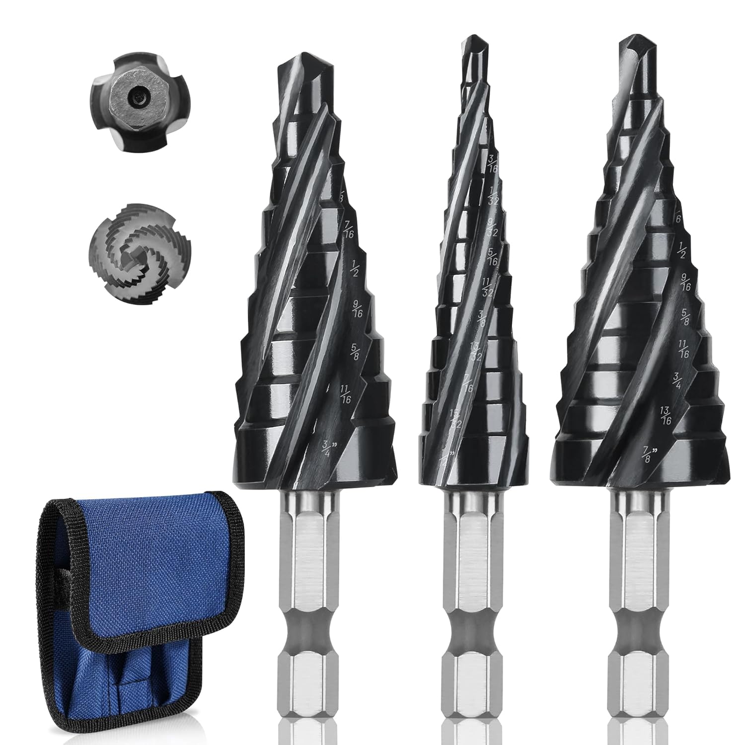 3 PCS Cobalt M35 Step Drill Bits Set for Metal and Plastic