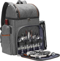 Picnic Backpack for 4 - Insulated Cooler Picnic Basket Set for Beach