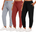 Women's Fleece Joggers 3 Pack - Cozy Athletic Fit Sweatpants