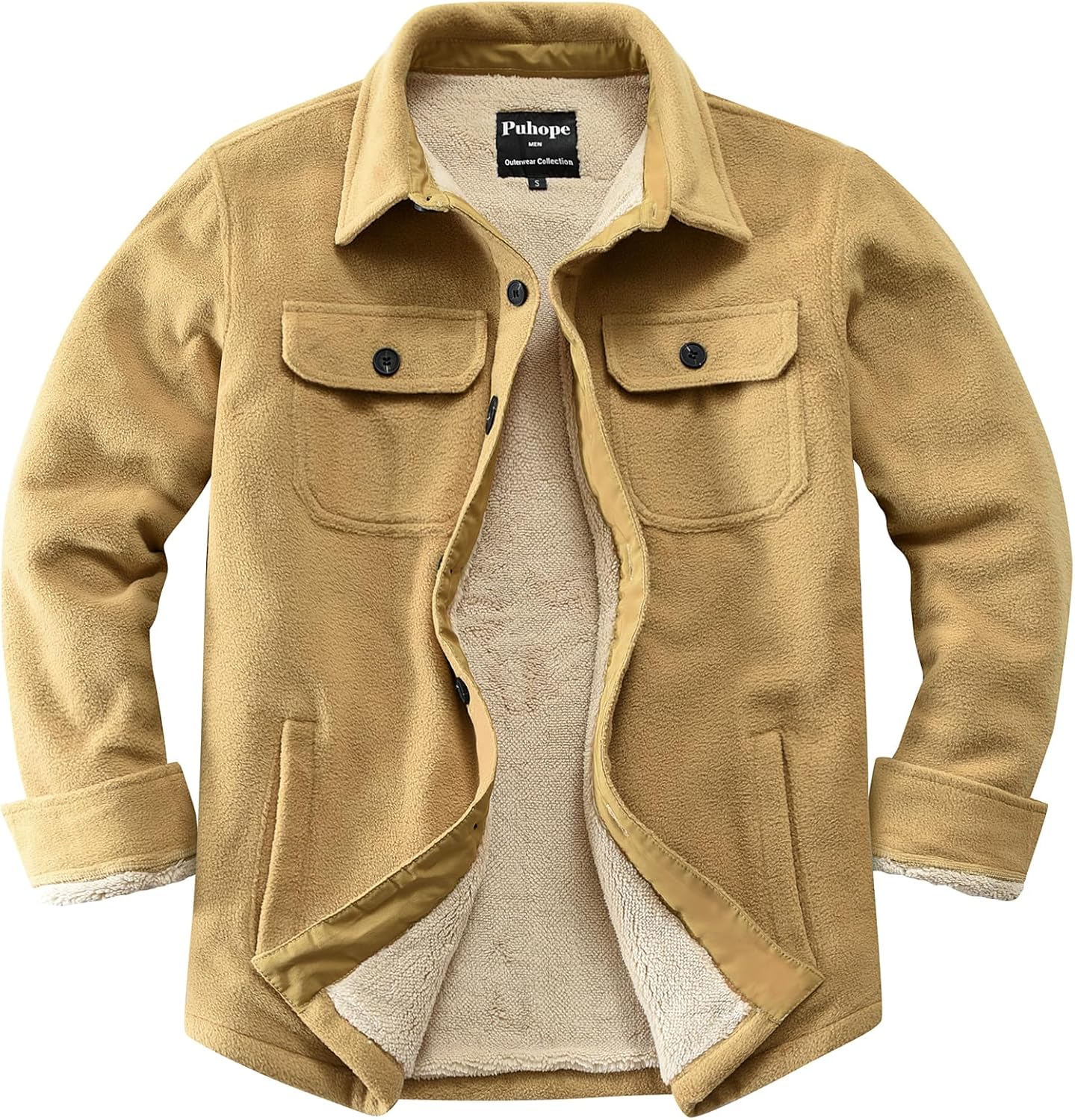 Men's Polar Fleece Warm Sherpa Lined Jacket with Multi Pockets