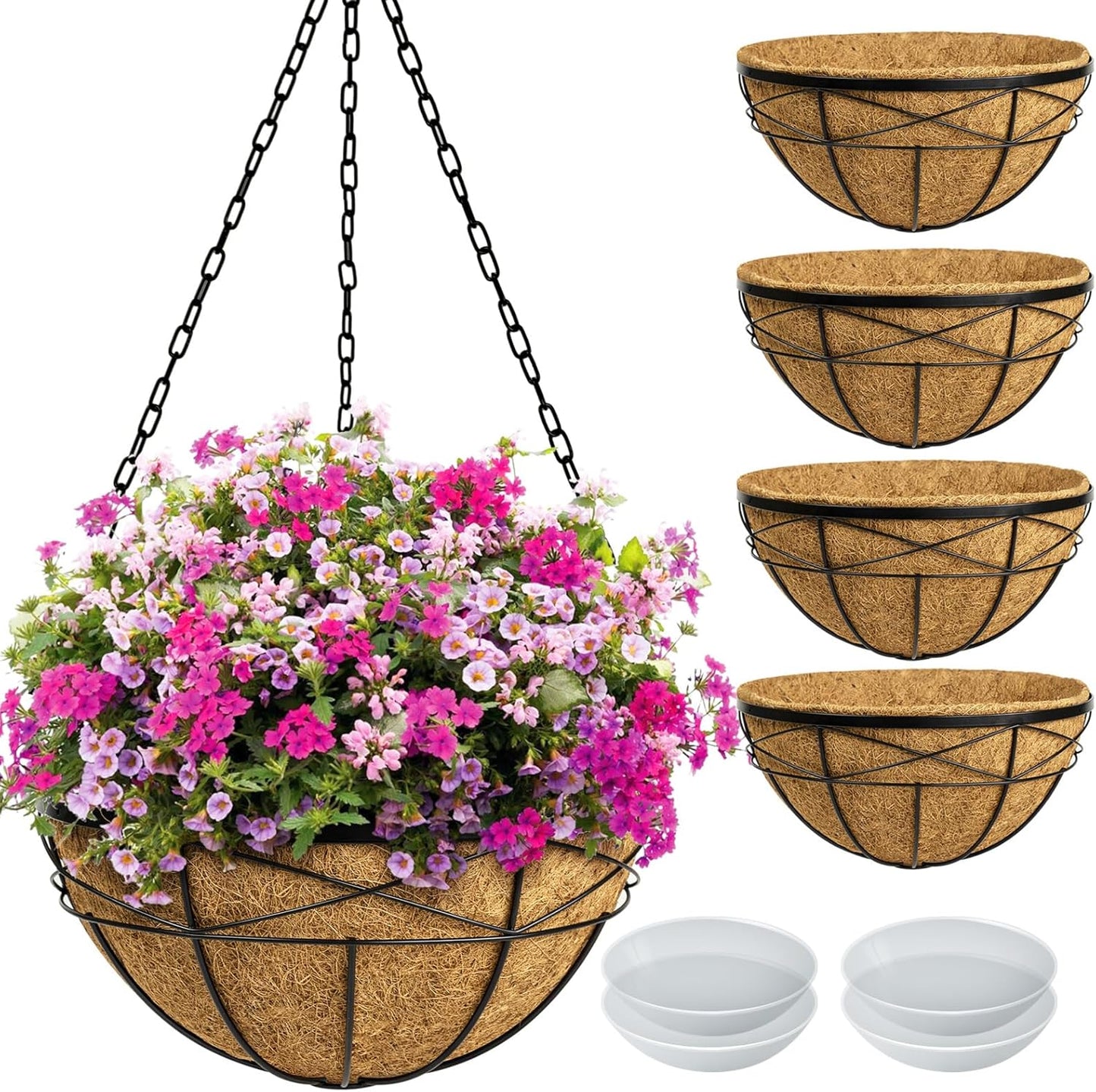 20 Inch Hanging Planters Baskets for Outdoor Plants - Set of 4