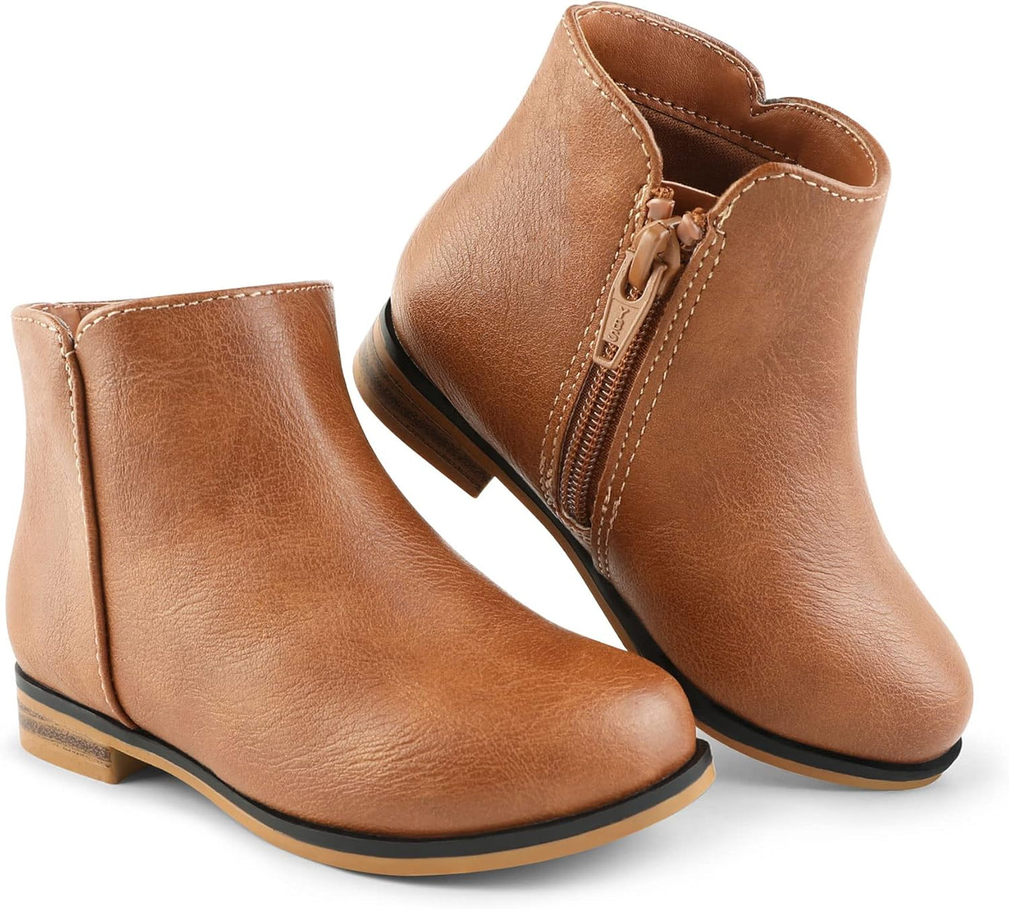 Stylish Girls Boots for Kids with Zipper and Low Heels