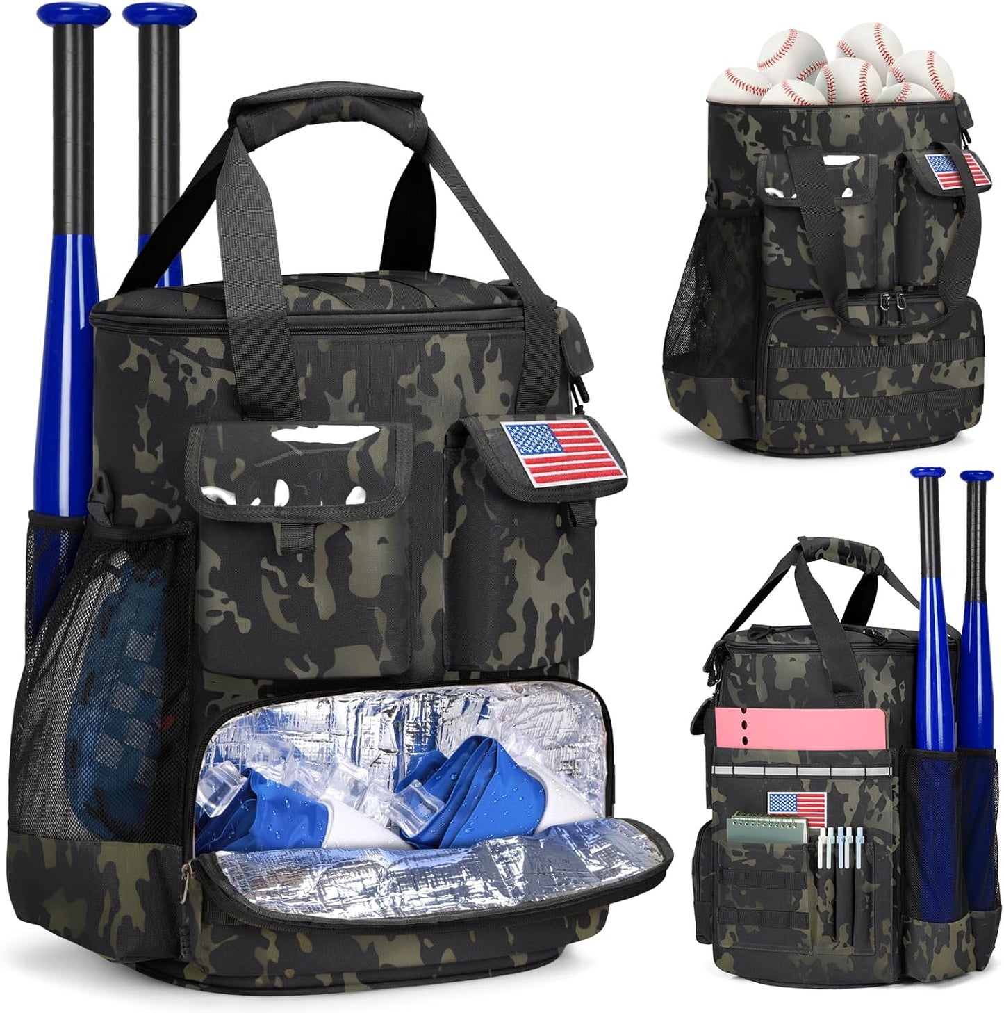 RAINSMORE Baseball Bucket Bag with Insulation Pocket for Coaches