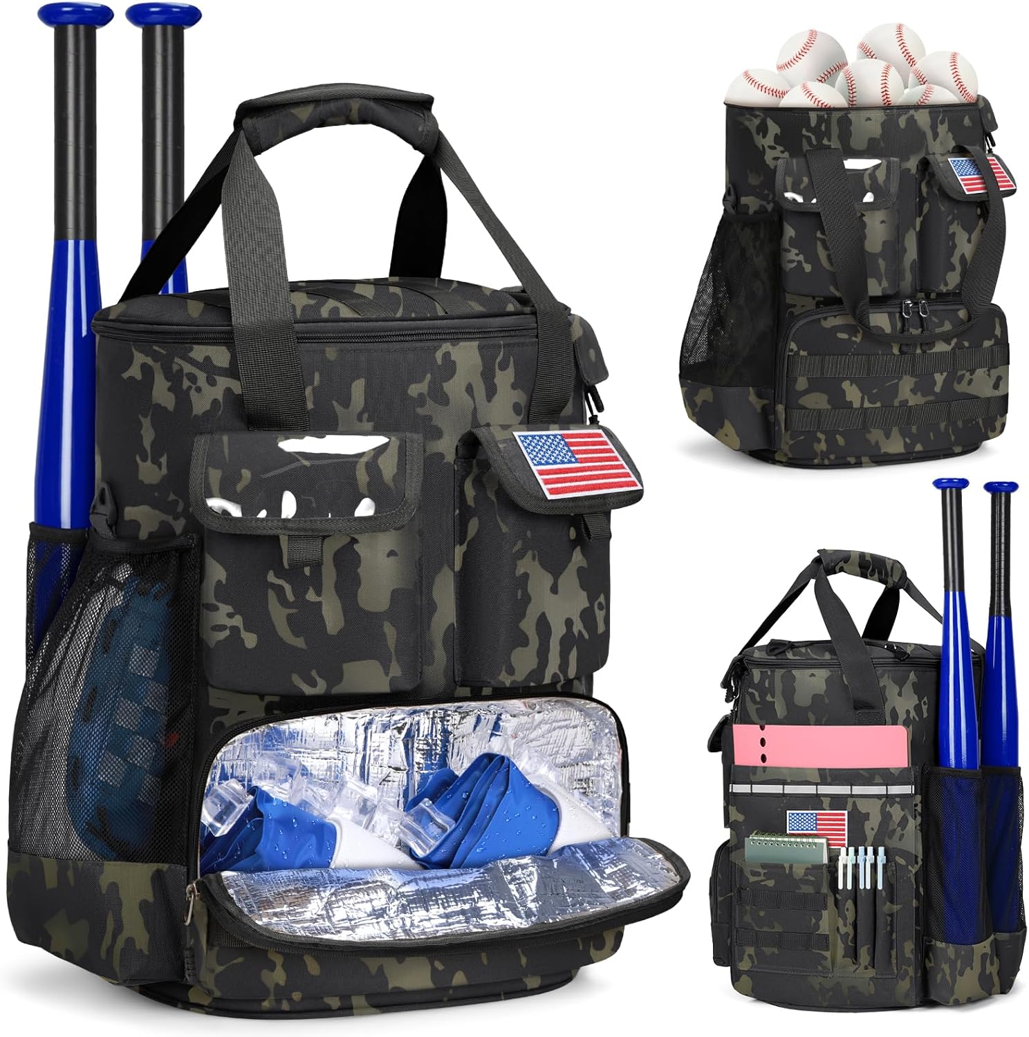 RAINSMORE Baseball Bucket Bag with Insulation Pocket for Coaches
