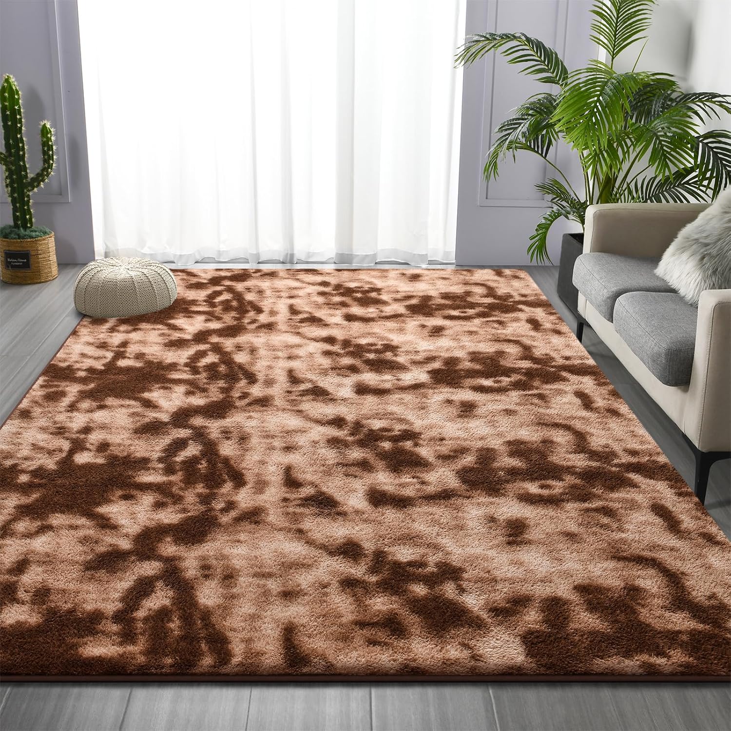Large Area Rugs for Living Room, 7 x 10 Ft Soft Tie-Dyed Rug