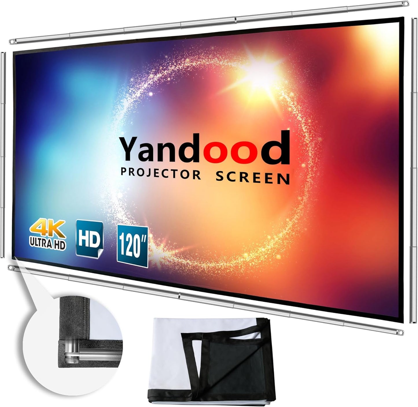 Portable Projector Screen 120 inch with Combined Pole Frame