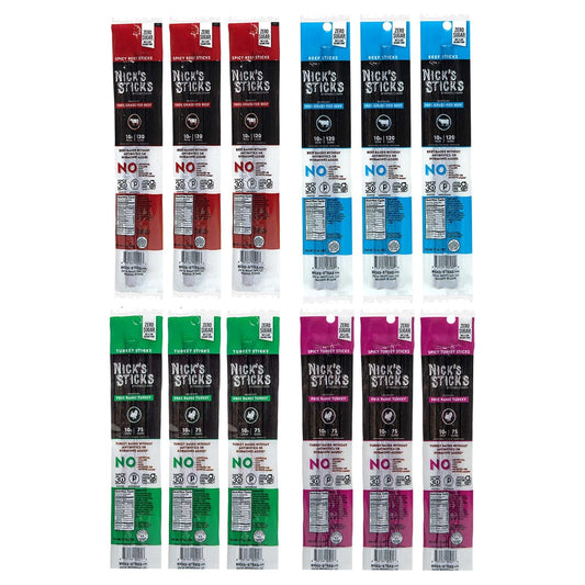 Nick's Sticks Variety Pack: Grass-Fed Beef & Turkey Snacks