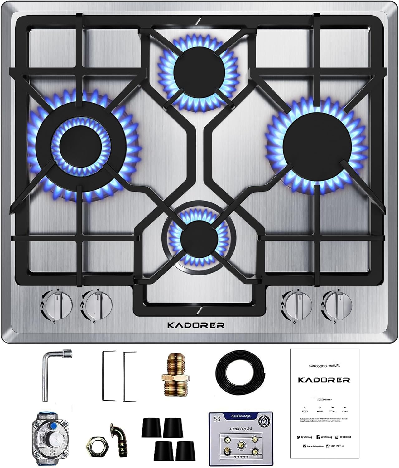 24 inch Gas Cooktop with 4 Burners for Efficient Cooking