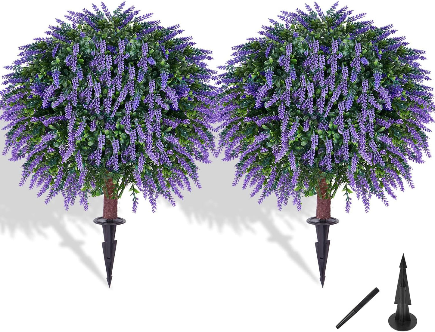 Artificial Lavender Topiary Ball Trees Set of 2 for Indoor Outdoor