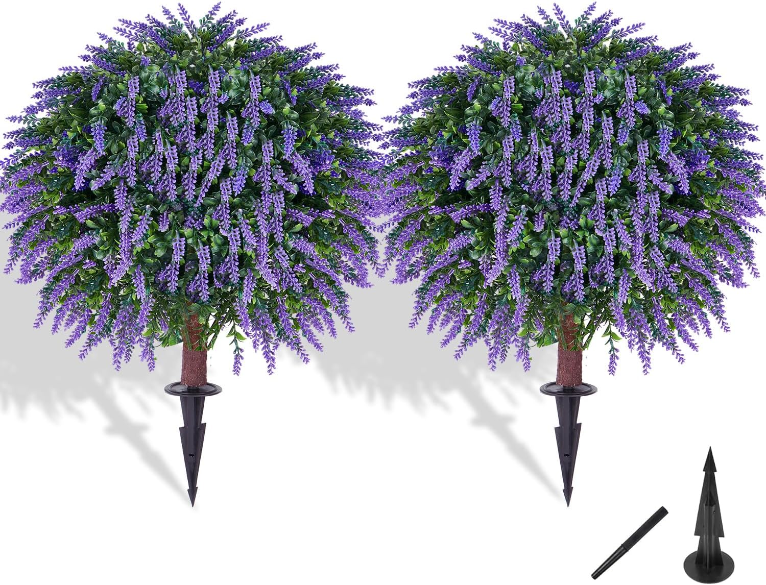 Artificial Lavender Topiary Ball Trees Set of 2 for Indoor Outdoor