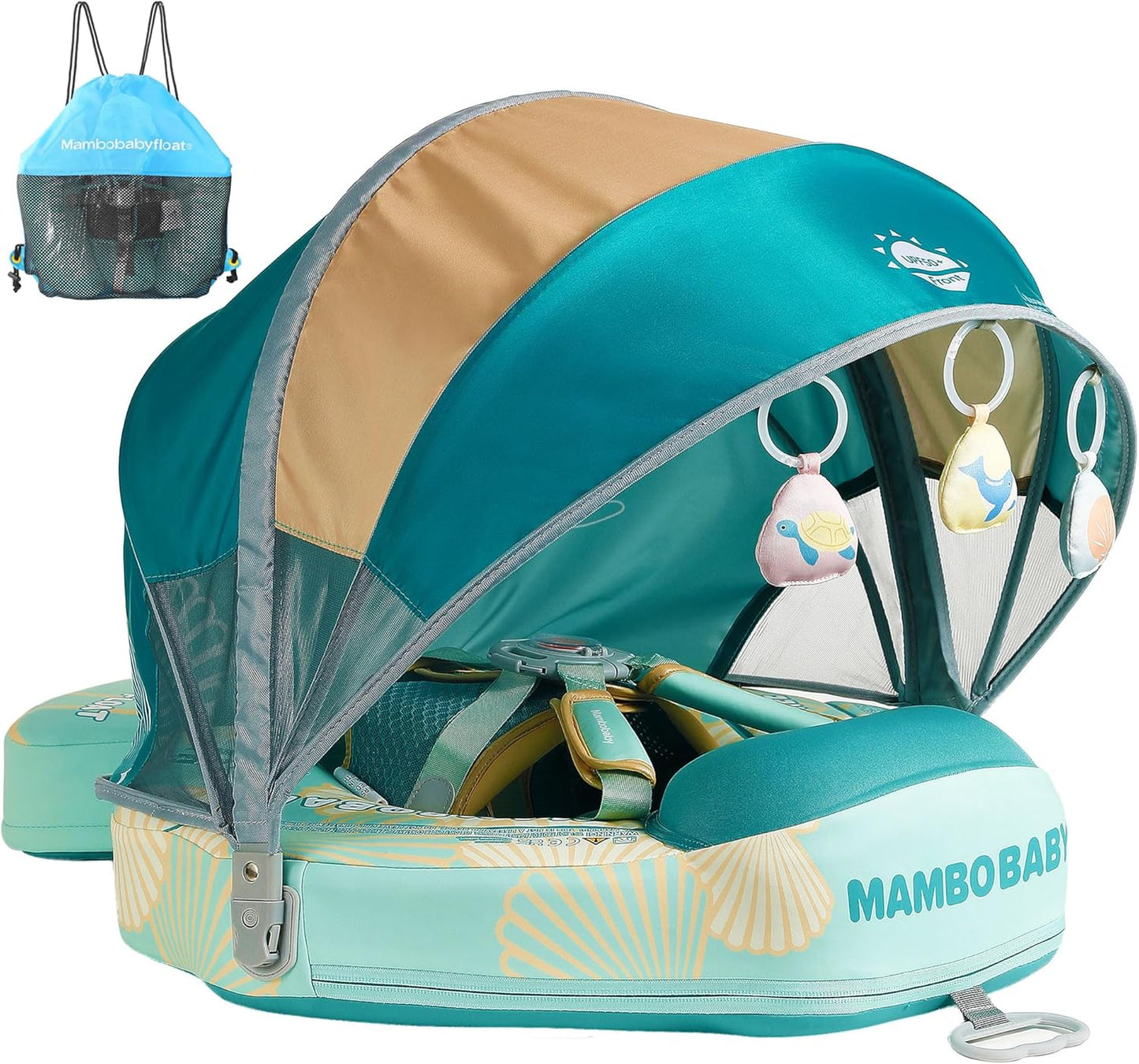 Mambobaby Float Add Tail Baby Swim Float with Canopy for Fun