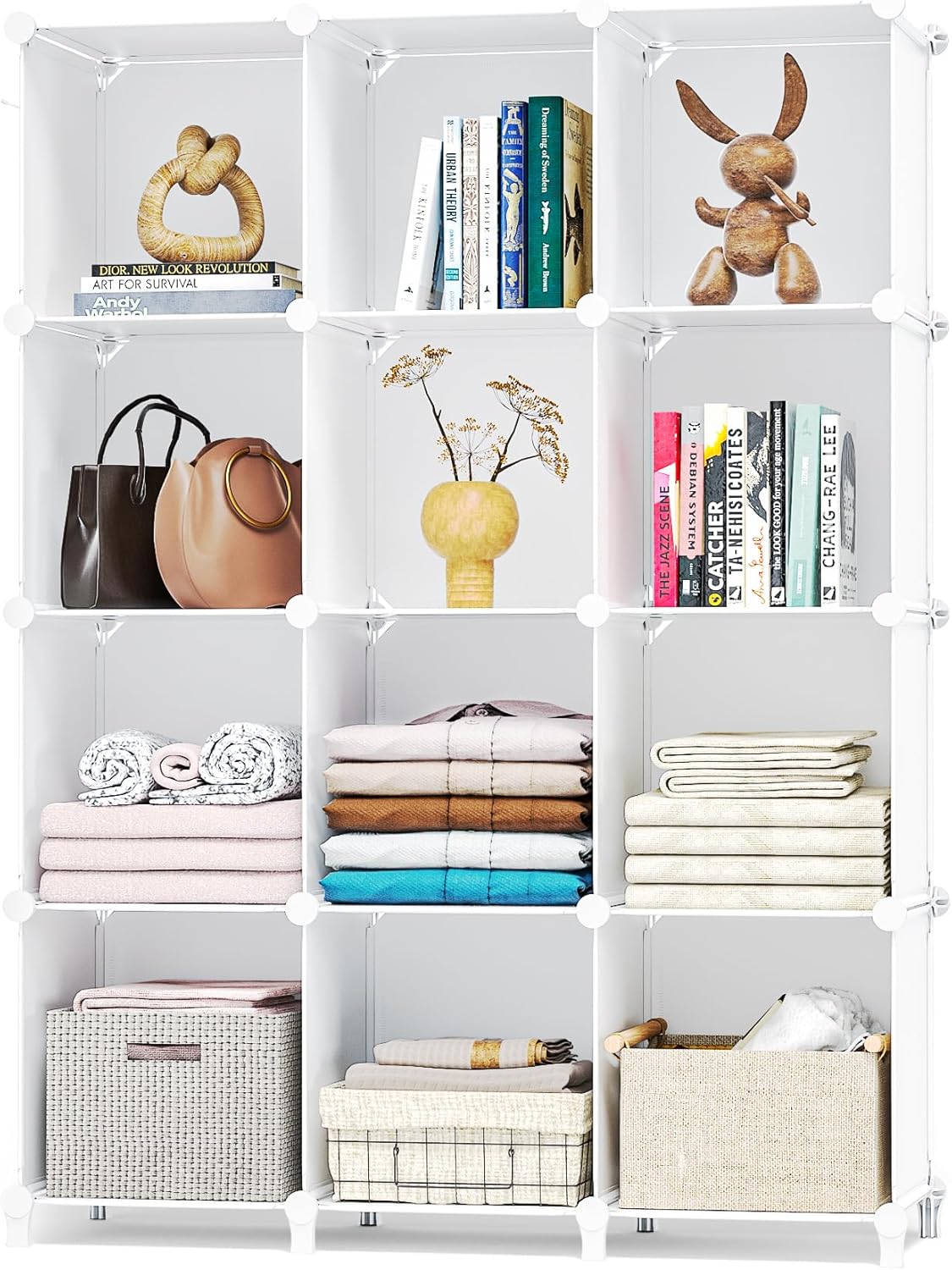 Closet Organizer with 12 Cubby Storage for Bedroom and More