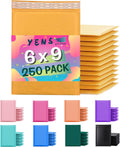 Yens Kraft Bubble Mailers 6x10 in 250 Pack - Padded Shipping Bags