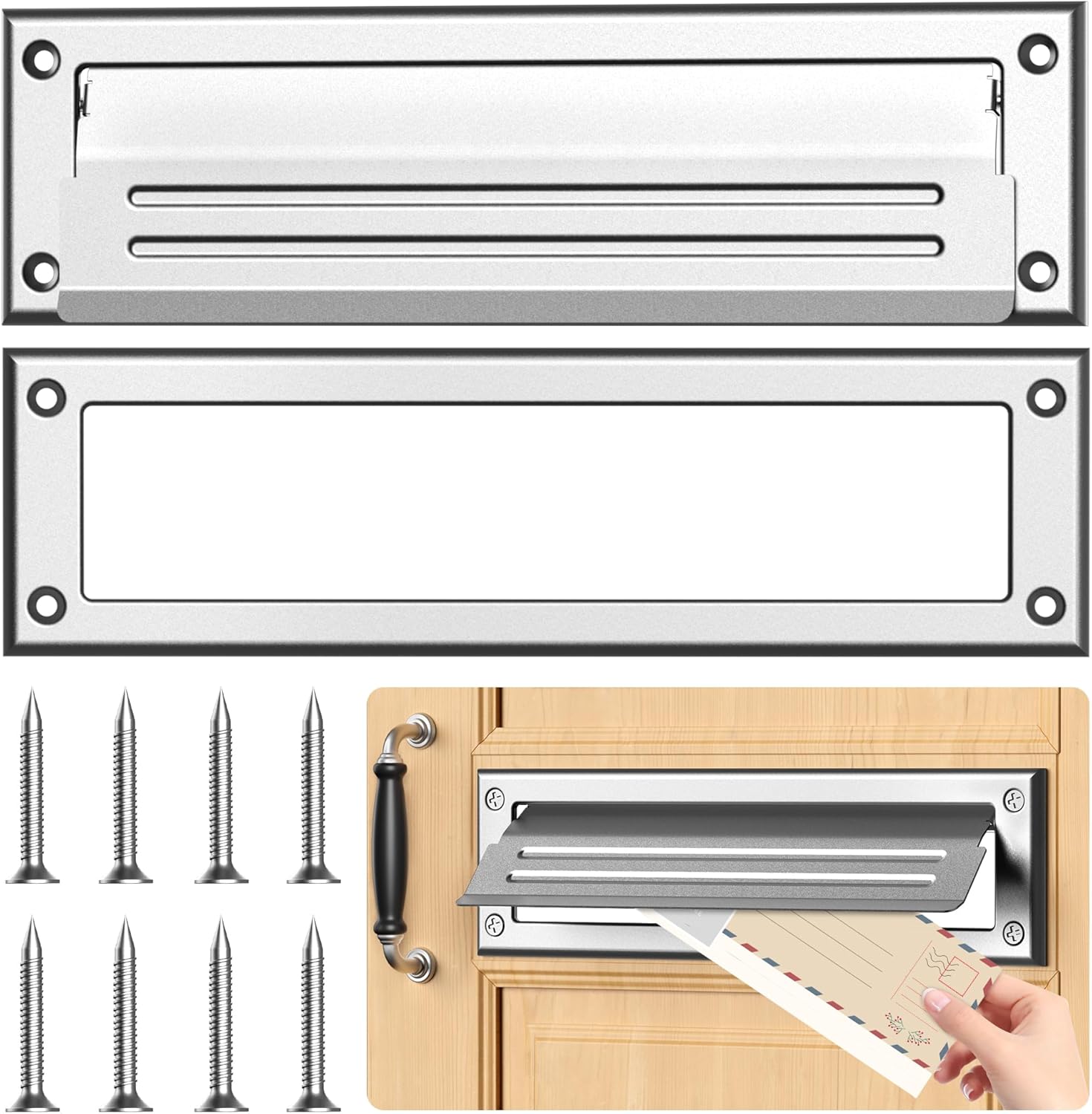 13 Inch Stainless Steel Mail Slot for Front Door - Easy Install