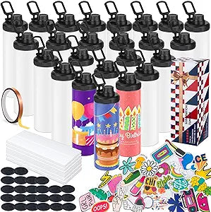 20 OZ Sublimation Water Bottle 24 Pack for Custom Gifts