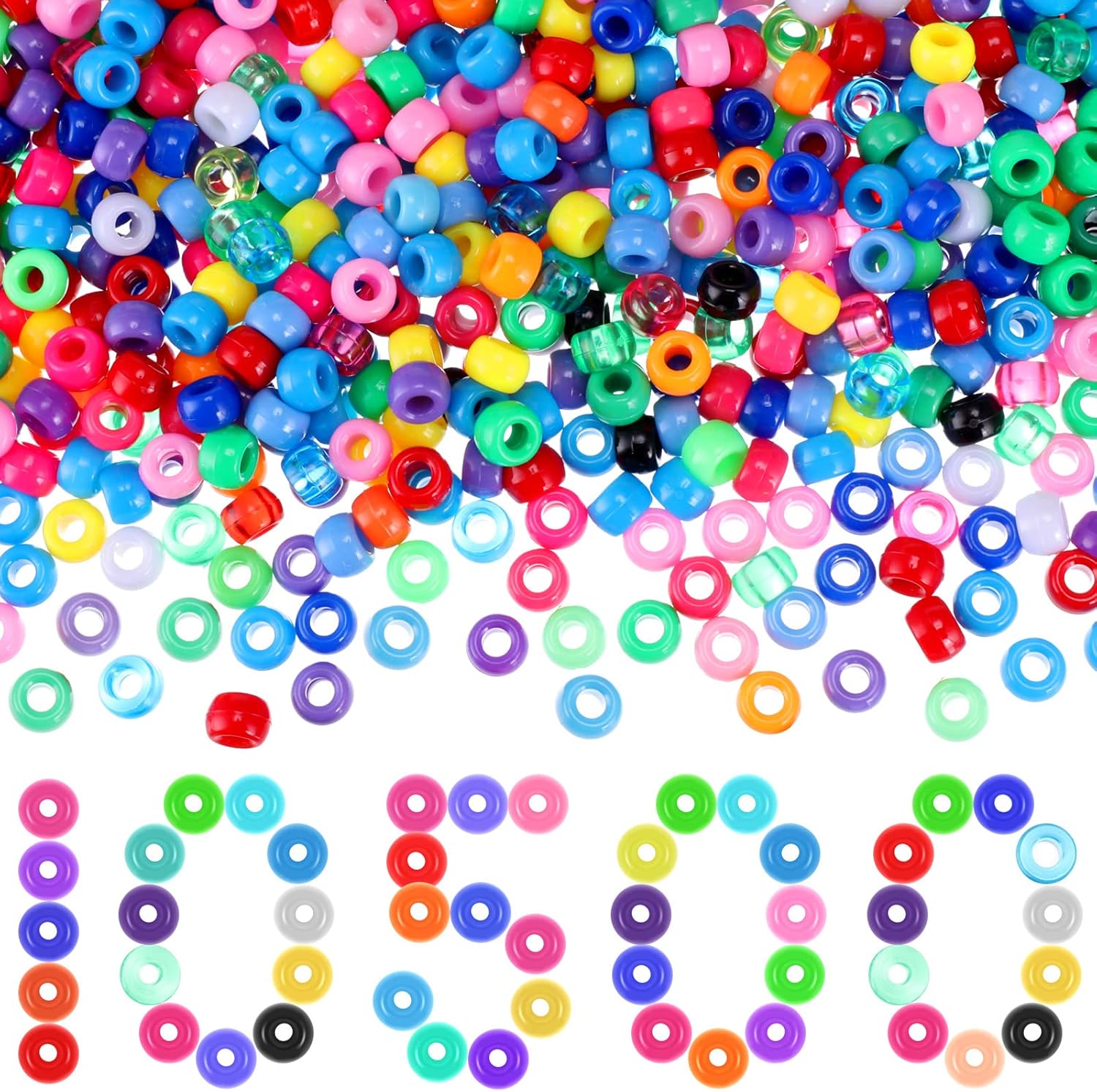 Jexine 10500 Pcs Pony Beads for Jewelry Making and Crafts