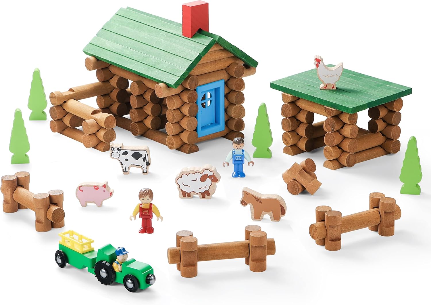 SainSmart Jr. Wooden Log Cabin Set for Creative Toddlers Fun
