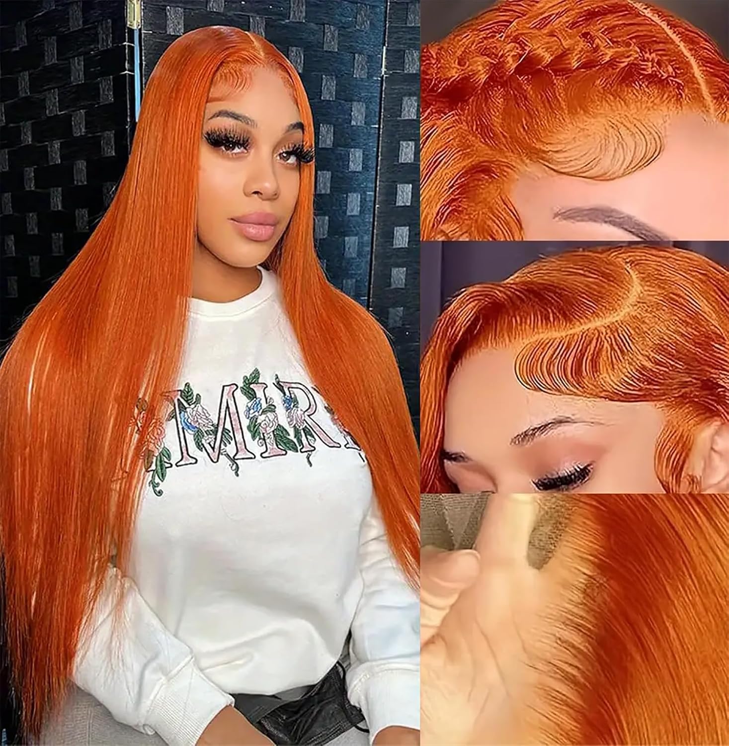 Ginger Lace Front Wigs Human Hair 22inch 180% Density for Women