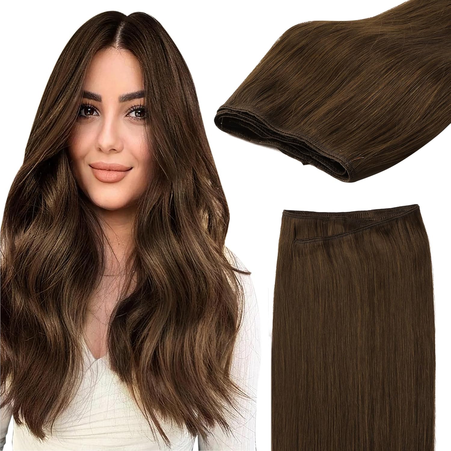 GOO GOO Sew in Hair Extensions Real Human Hair for Volume