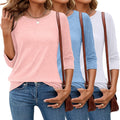 Ficerd 3 Pack Casual Dressy Tops with 3/4 Sleeves for Women