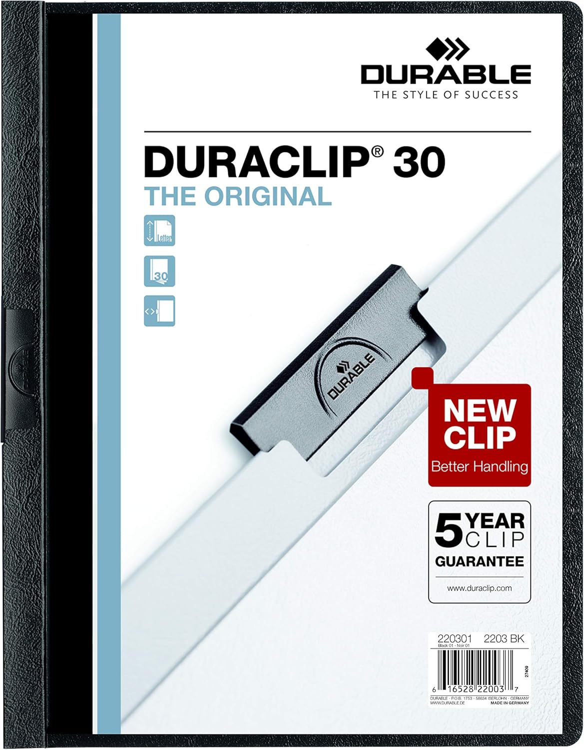 Durable Report Cover with DURACLIP - Clear Black Letter Size