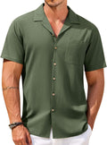 Mens Hawaiian Button Down Shirt - Casual Floral Linen-Style Summer