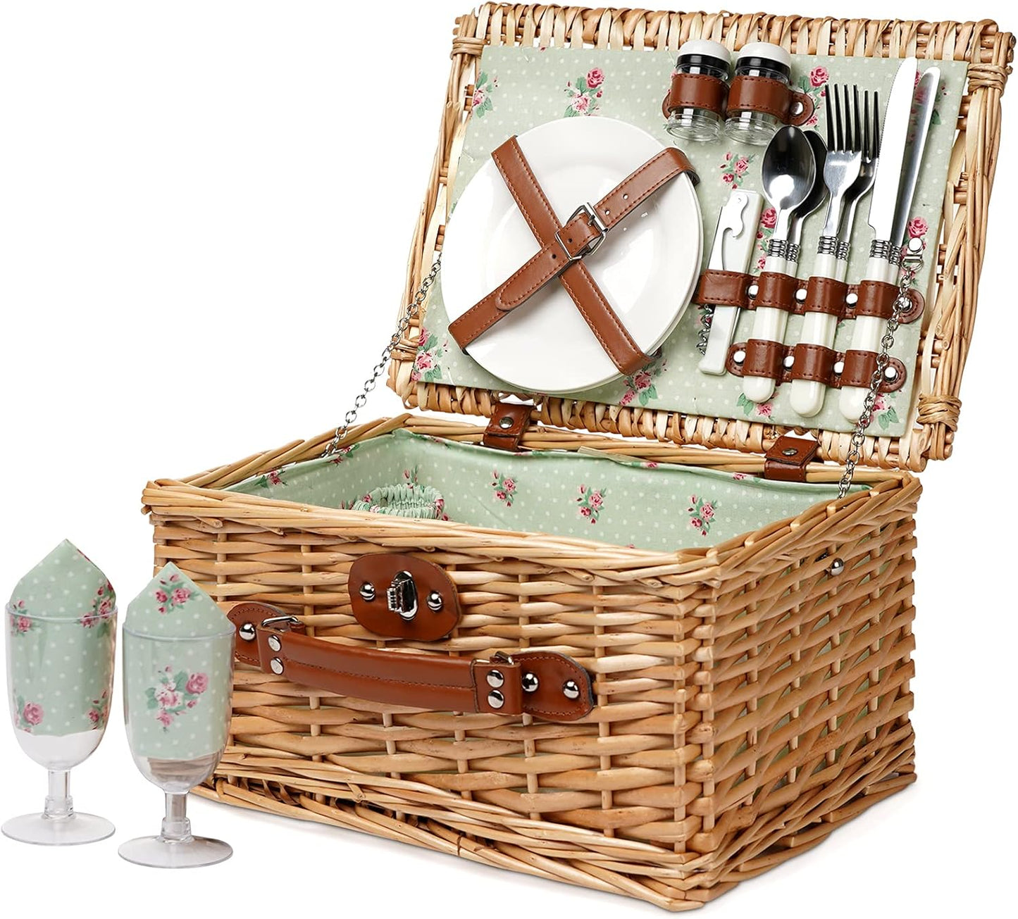 Wicker Picnic Basket for 2 - Handmade Willow Hamper Set