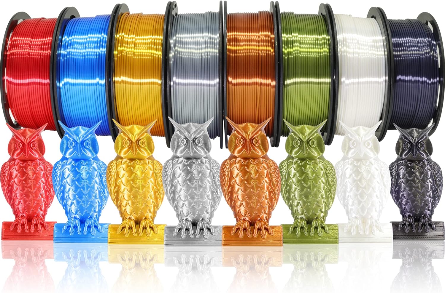 1.75mm Silk PLA 3D Printer Filament Bundle with 8 Colors