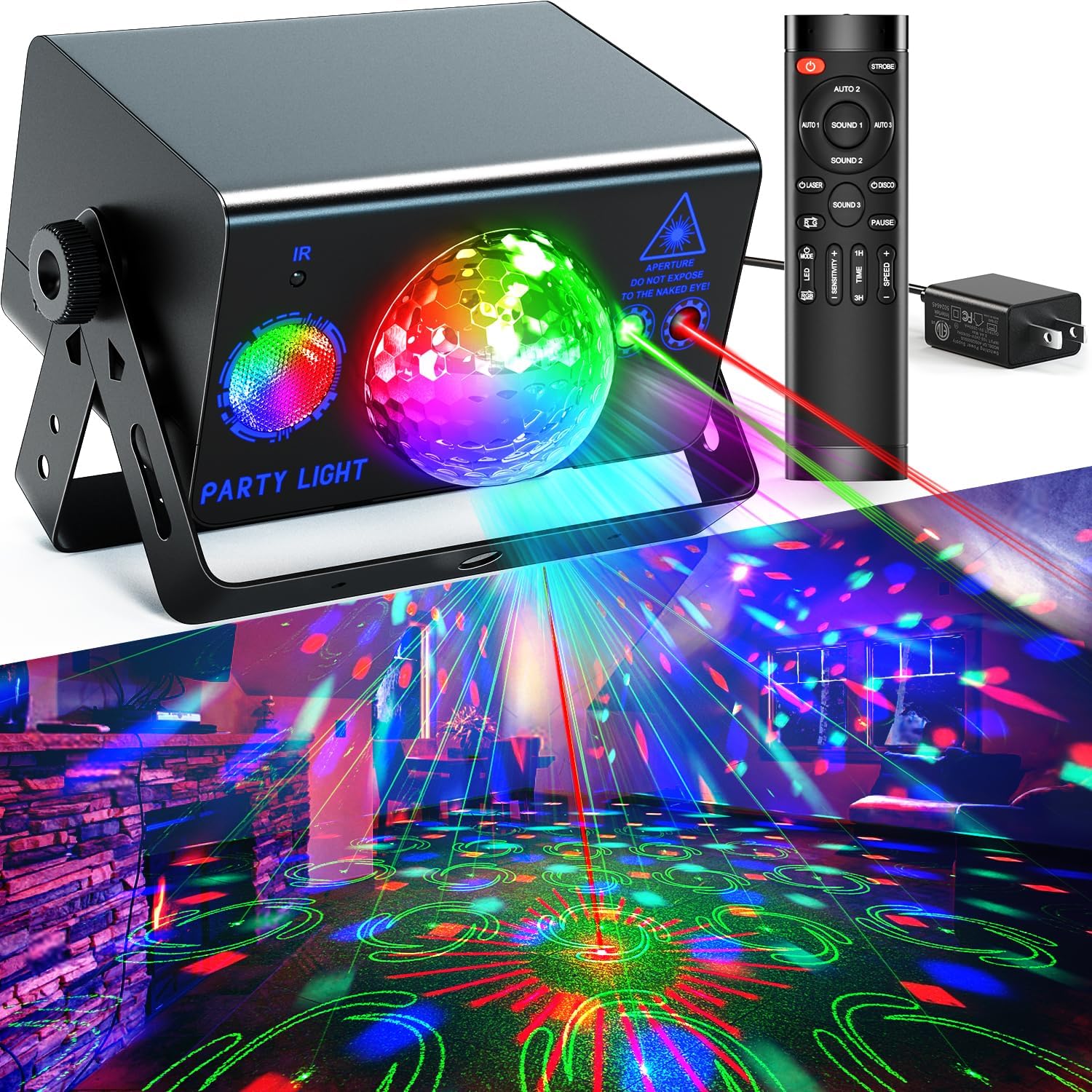 Party Lights Disco Ball LED Sound Activated Stage Lights for Fun