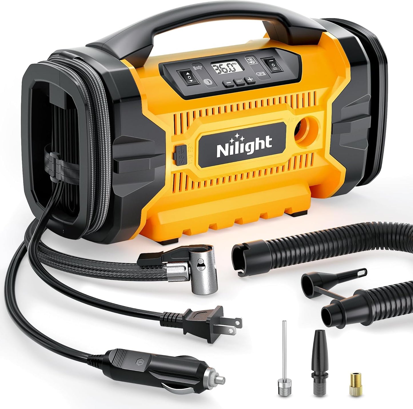 Nilight Dual Power Tire Pump 160PSI - Fast Inflate!