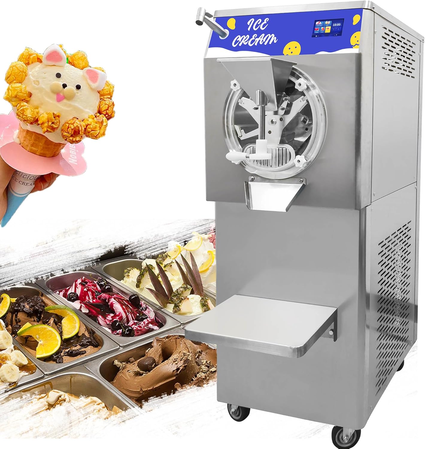 60L/H Commercial Ice Cream Maker - Fast Batch Time!